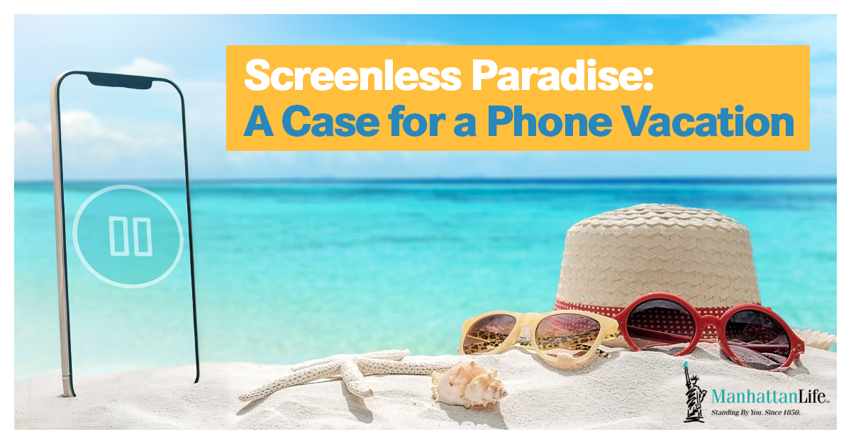 Relaxing on Beach; Graphic for Blog Article, 'Screenless Paradise: A Case for a Phone Vacation'